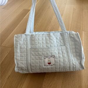 Little English Quilted Tote with Sailboat - Light Blue